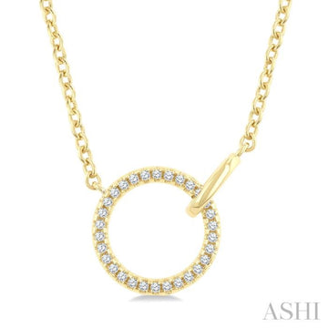 1/10 Ctw Single Cut Diamond Interlocked Circle Fashion Petite Pendant With Chain in 10K Yellow Gold
